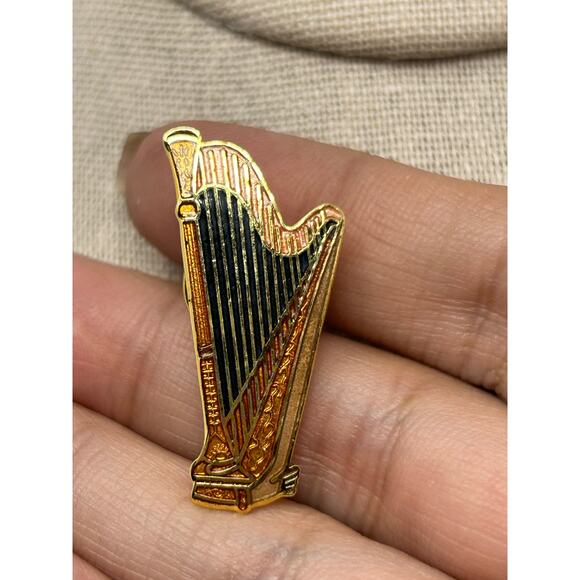 Vintage Albert Elovitz Enamel Harp Pin - Picture 3 of 7
